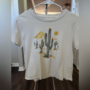 American Eagle Outfitters Graphic Tee with Yellow and Black Cactus Design